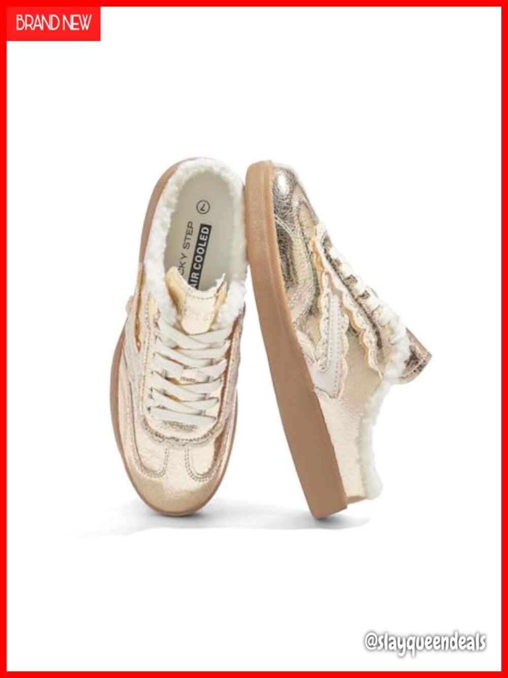 Lace Up Fashion Sneakers Suede PU Round Toe Mule Casual Walking Shoes